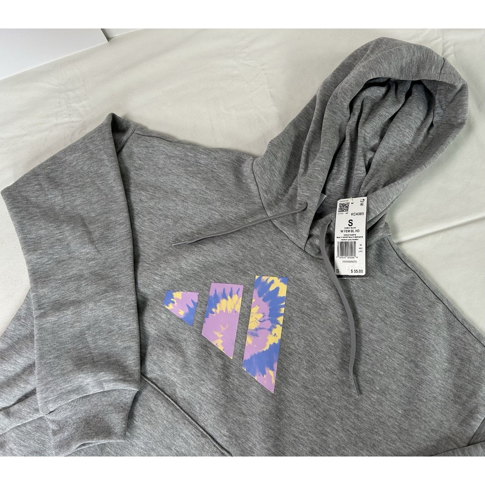 NWT Women's Small Tie-Dye Trefoil Logo Pullover Hoodie Sweatshirt